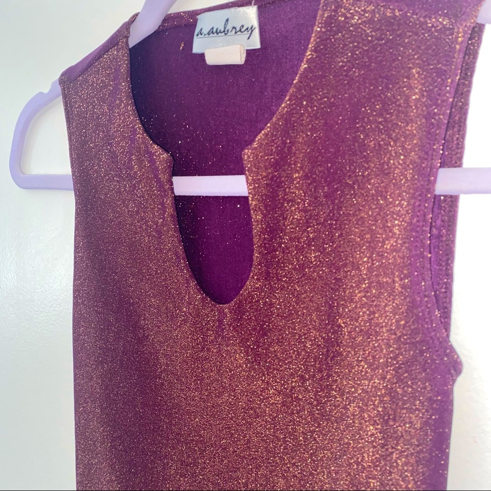 🎈SOLD🎈VINTAGE Sparkle Tank Top Fitting \ Stretch GOLD Flake Sparkle ✨ Small